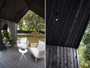 Ian Barker Gardens_Melbourne International Flower & Garden Show 2016_Sally Plottel Photography_Boathouse Interior & Charred Timber Detail